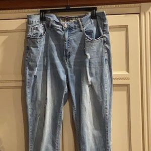 VIP JEANS 👖 size 17/18 distressed light blue lightweight boot cut pants